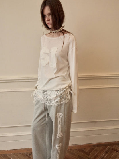 Applique Embroidered Hem Lace Paneled T-Shirt【s0000015644】