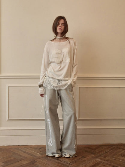Applique Embroidered Hem Lace Paneled T-Shirt【s0000015644】