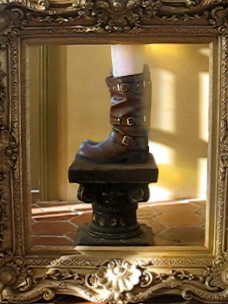 Distressed Multilayer Metal Lace-Strap Rivet Knight Boots【s0000015645】