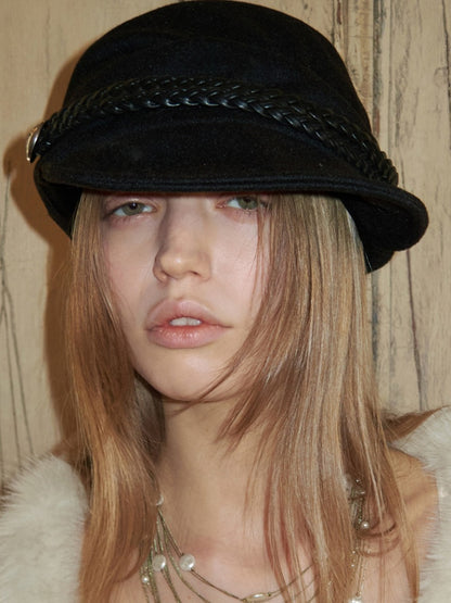 Court Style 3D Pleated Braided Belt Pile Hat【s0000015647】