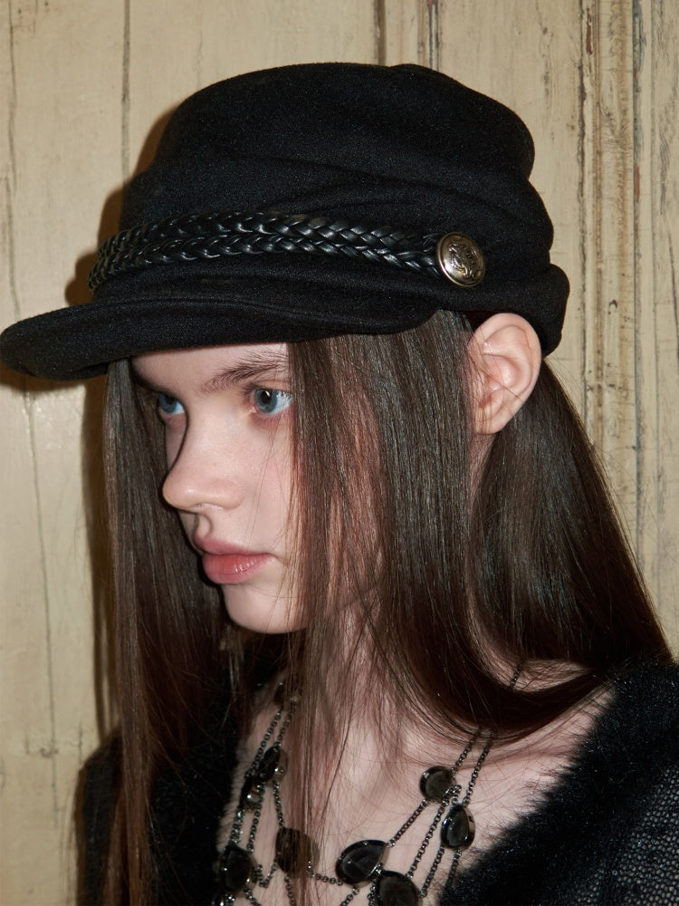 Court Style 3D Pleated Braided Belt Pile Hat【s0000015647】
