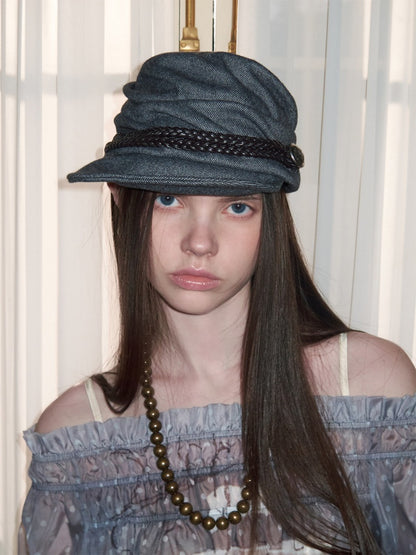 Court Style 3D Pleated Braided Belt Pile Hat【s0000015647】