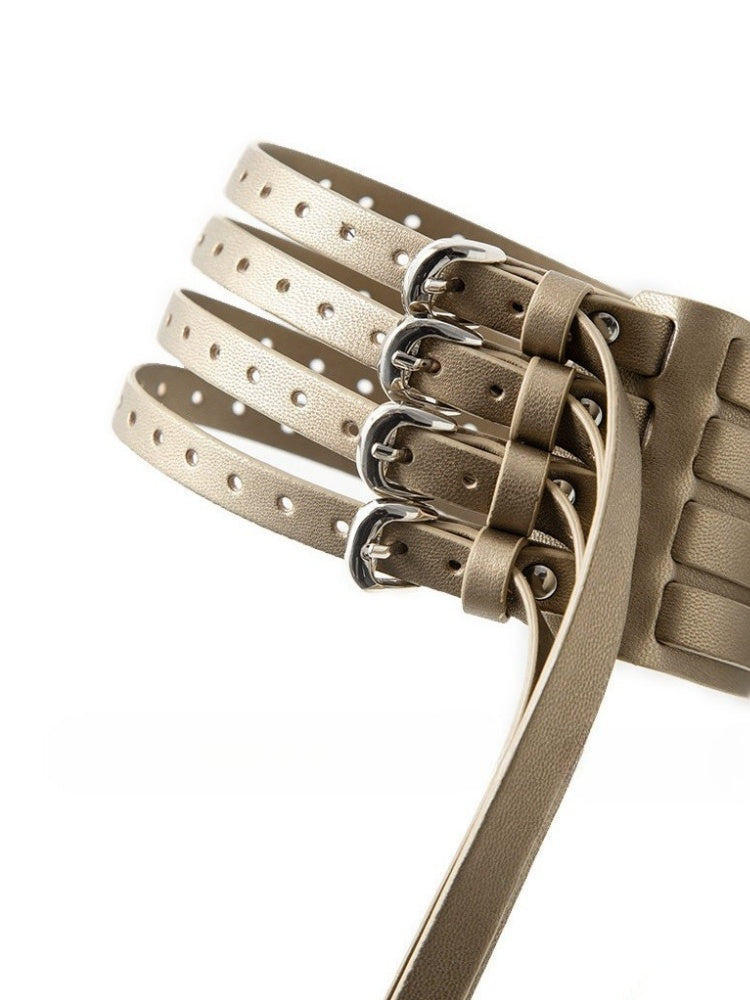 Metal Buckle Multi-Layer Fringe Strap Bracelet Adjustable Dual-Use【s0000015648】