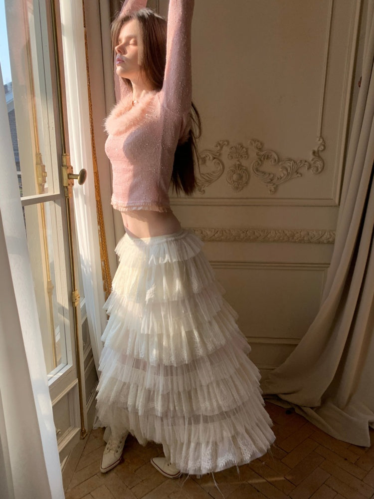 Lace Multi-Layer Mesh Patchwork Cake Skirt【s0000015649】