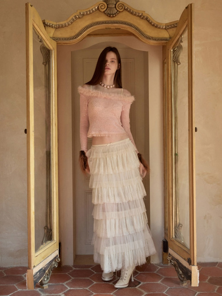Lace Multi-Layer Mesh Patchwork Cake Skirt【s0000015649】