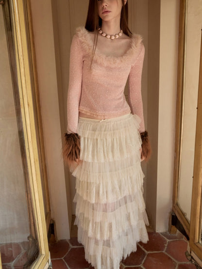 Lace Multi-Layer Mesh Patchwork Cake Skirt【s0000015649】