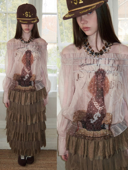 Lace Multi-Layer Mesh Patchwork Cake Skirt【s0000015649】
