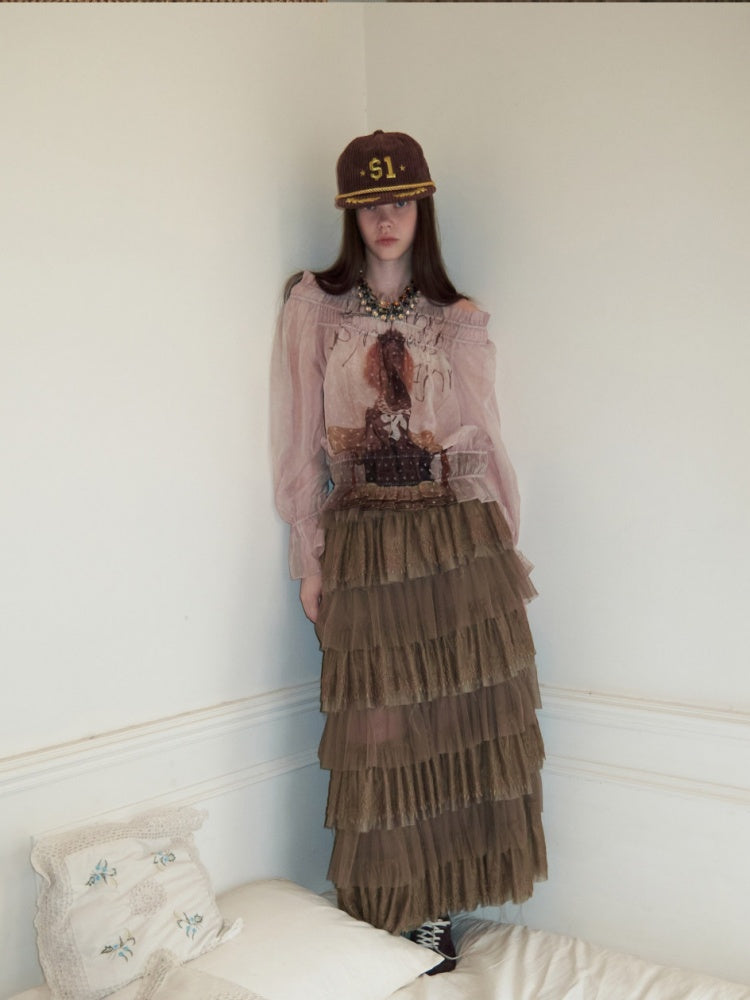 Lace Multi-Layer Mesh Patchwork Cake Skirt【s0000015649】