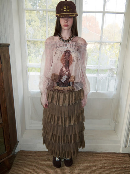 Lace Multi-Layer Mesh Patchwork Cake Skirt【s0000015649】