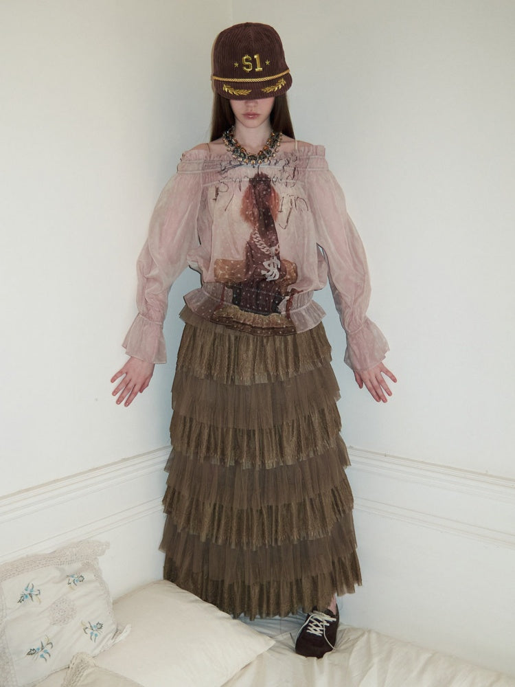 Lace Multi-Layer Mesh Patchwork Cake Skirt【s0000015649】