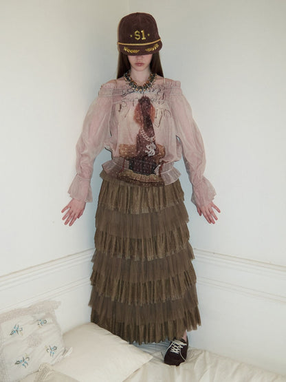 Lace Multi-Layer Mesh Patchwork Cake Skirt【s0000015649】
