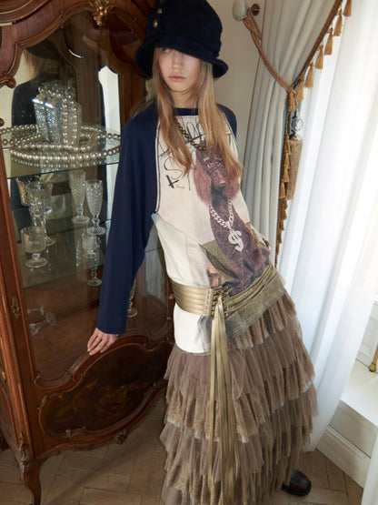 Lace Multi-Layer Mesh Patchwork Cake Skirt【s0000015649】