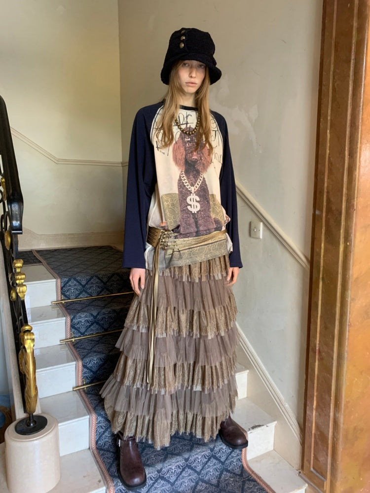 Lace Multi-Layer Mesh Patchwork Cake Skirt【s0000015649】
