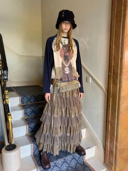 Lace Multi-Layer Mesh Patchwork Cake Skirt【s0000015649】