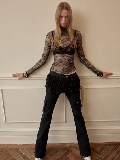 Metal Buckle Chiffon Lace Multi-Layer Puffy Cake Skirt【s0000015650】