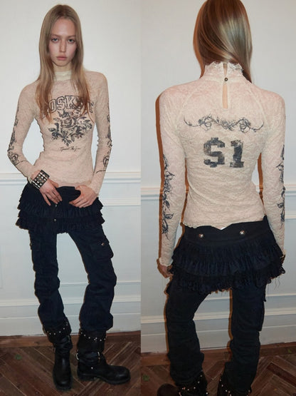 Metal Buckle Chiffon Lace Multi-Layer Puffy Cake Skirt【s0000015650】