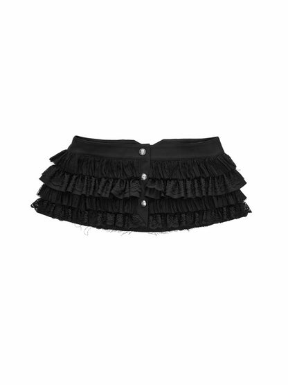 Metal Buckle Chiffon Lace Multi-Layer Puffy Cake Skirt【s0000015650】