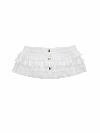 Metal Buckle Chiffon Lace Multi-Layer Puffy Cake Skirt【s0000015650】