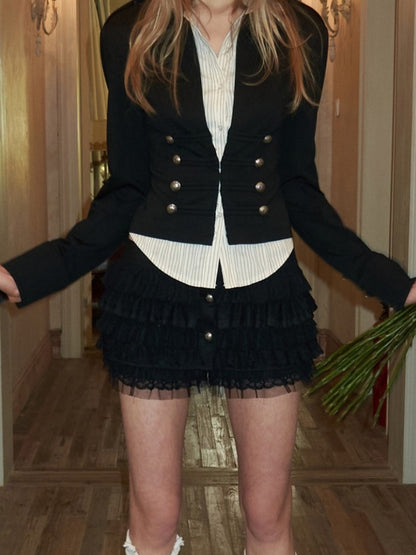 Metal Buckle Chiffon Lace Multi-Layer Puffy Cake Skirt【s0000015650】