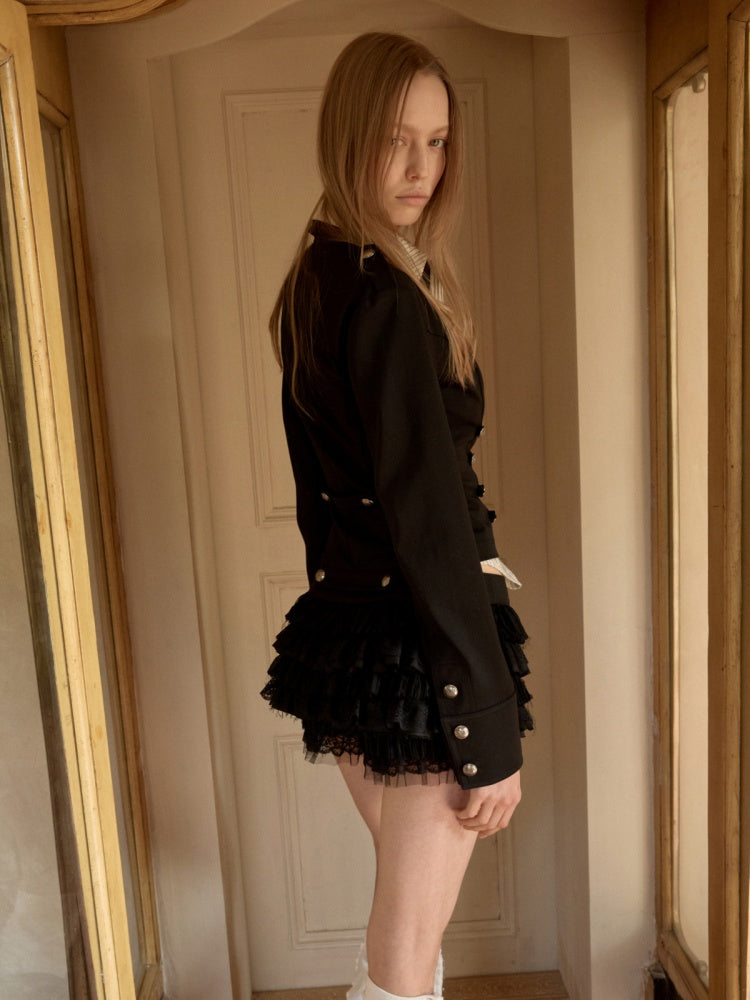 Metal Buckle Chiffon Lace Multi-Layer Puffy Cake Skirt【s0000015650】