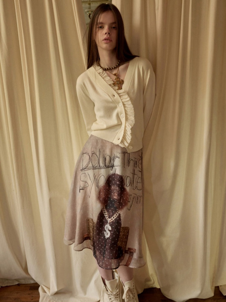Dogs Love Double-Layer Printed Chiffon Skirt【s0000015652】