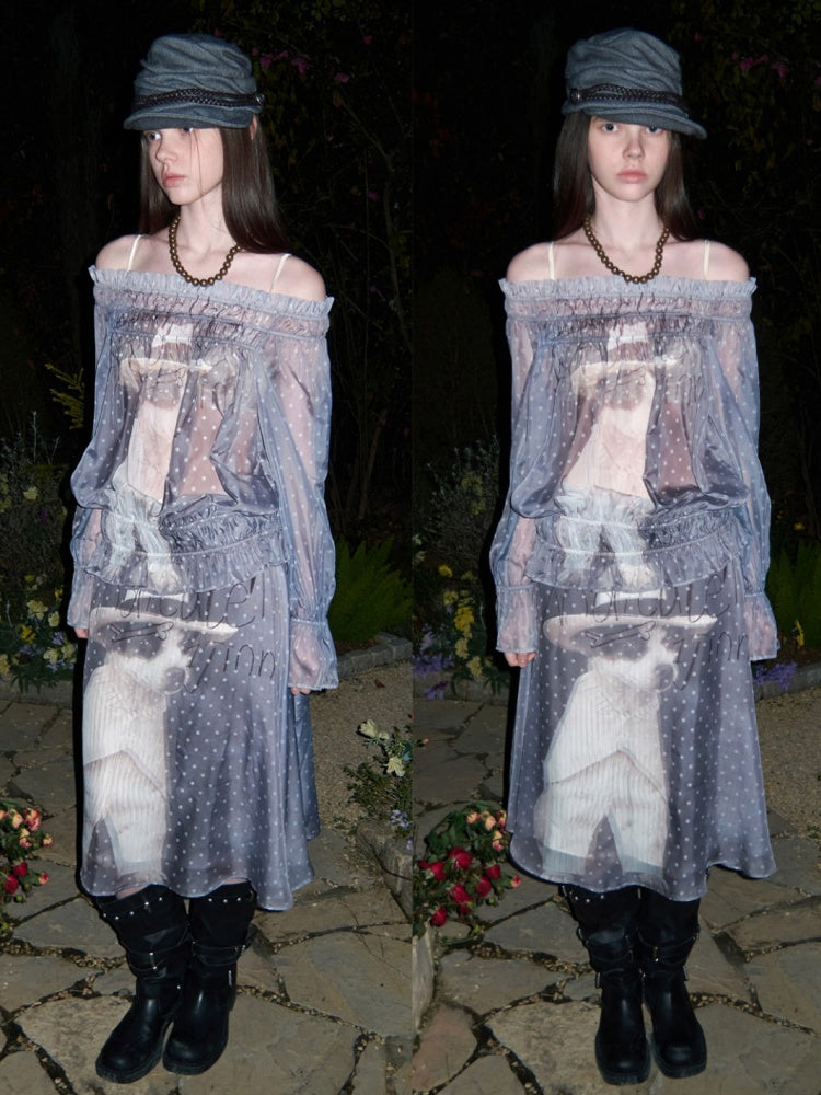 Dogs Love Double-Layer Printed Chiffon Skirt【s0000015652】