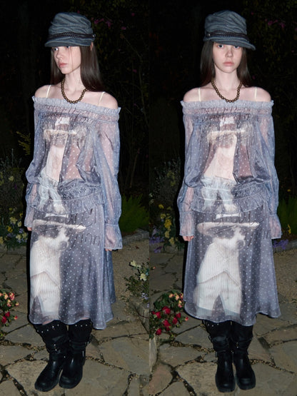 Dogs Love Double-Layer Printed Chiffon Skirt【s0000015652】