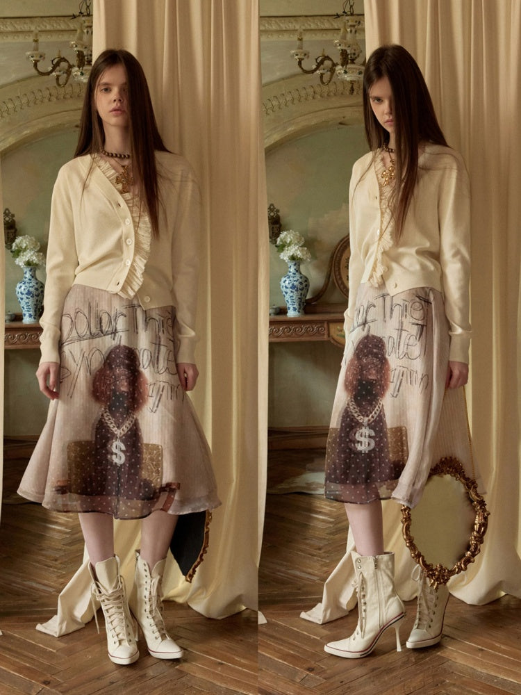 Dogs Love Double-Layer Printed Chiffon Skirt【s0000015652】