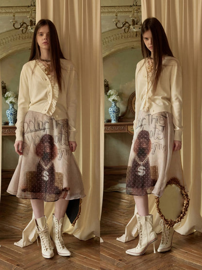 Dogs Love Double-Layer Printed Chiffon Skirt【s0000015652】
