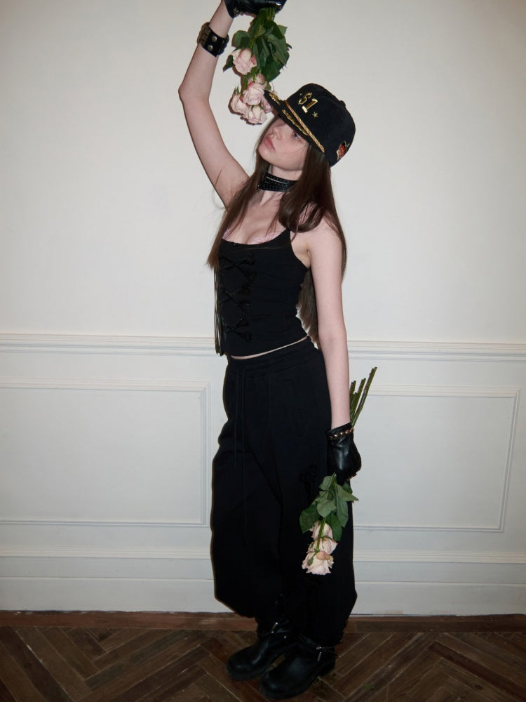 Bone Bead Embroidered Large U-Neck Vest【s0000015653】