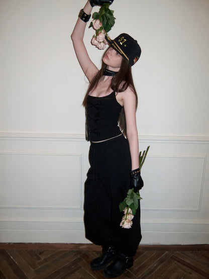 Bone Bead Embroidered Large U-Neck Vest【s0000015653】