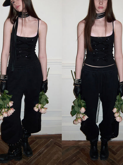 Bone Bead Embroidered Large U-Neck Vest【s0000015653】