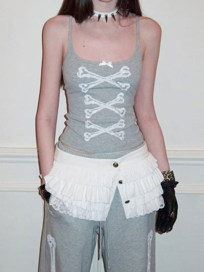 Bone Bead Embroidered Large U-Neck Vest【s0000015653】