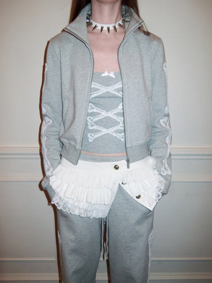 Bone Bead Embroidered Large U-Neck Vest【s0000015653】