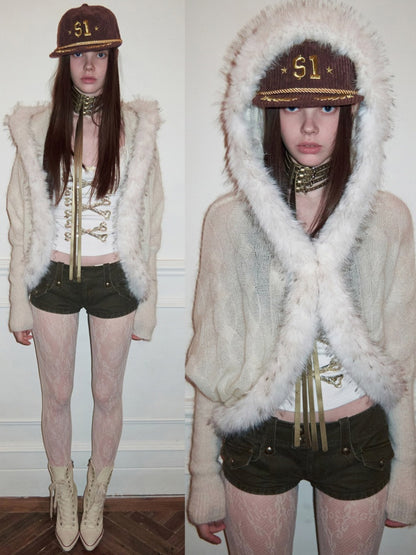 Bone Bead Embroidered Large U-Neck Vest【s0000015653】