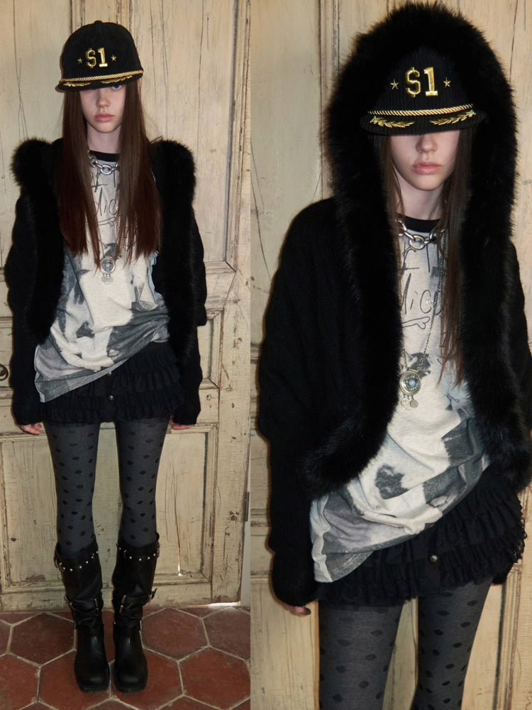 Cat & Dog Love Bone Rhinestone Raglan Sleeve T-Shirt【s0000015654】