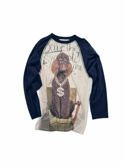 Cat & Dog Love Bone Rhinestone Raglan Sleeve T-Shirt【s0000015654】