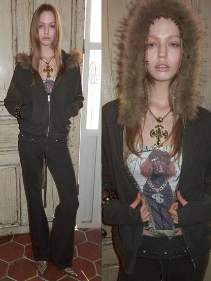Cat & Dog Love Satin Knitted Fishbone Stitched Corset Inner Slim Short Suspender Top【s0000015655】