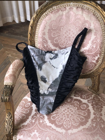 Cat & Dog Love Satin Knitted Fishbone Stitched Corset Inner Slim Short Suspender Top【s0000015655】