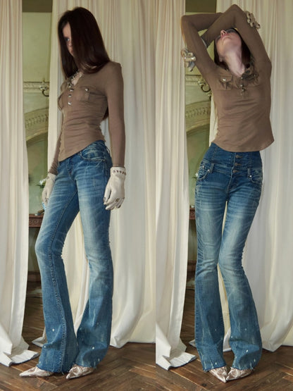 Small Pocket Henry Neck Long Sleeve Knit T-shirt/Drawstring Hip Hugging Dress【s0000015656】