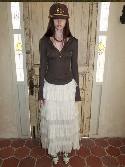 Small Pocket Henry Neck Long Sleeve Knit T-shirt/Drawstring Hip Hugging Dress【s0000015656】