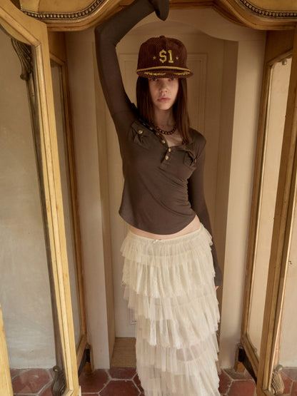 Small Pocket Henry Neck Long Sleeve Knit T-shirt/Drawstring Hip Hugging Dress【s0000015656】
