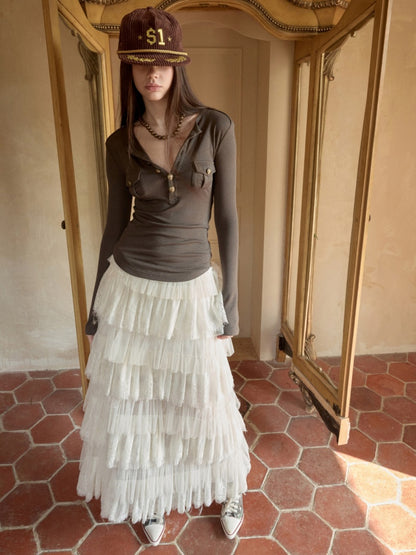 Small Pocket Henry Neck Long Sleeve Knit T-shirt/Drawstring Hip Hugging Dress【s0000015656】