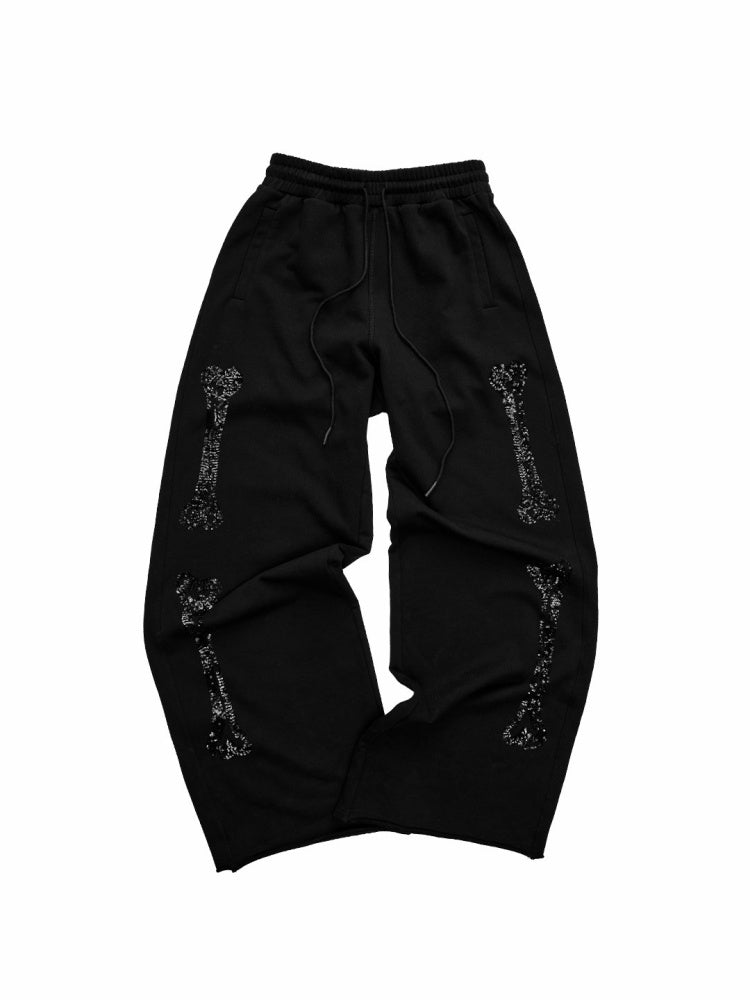 Bone Bead Embroidered Stand Up Collar Short Sweatshirt Jacket & Pants Set【s0000015657】
