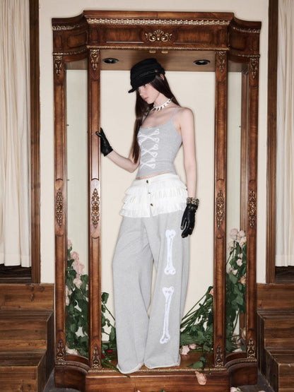 Bone Bead Embroidered Stand Up Collar Short Sweatshirt Jacket & Pants Set【s0000015657】