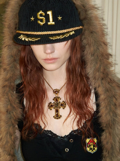 Mohair Patchwork Wool Collar Pocket Knitted Jacket【s0000015658】