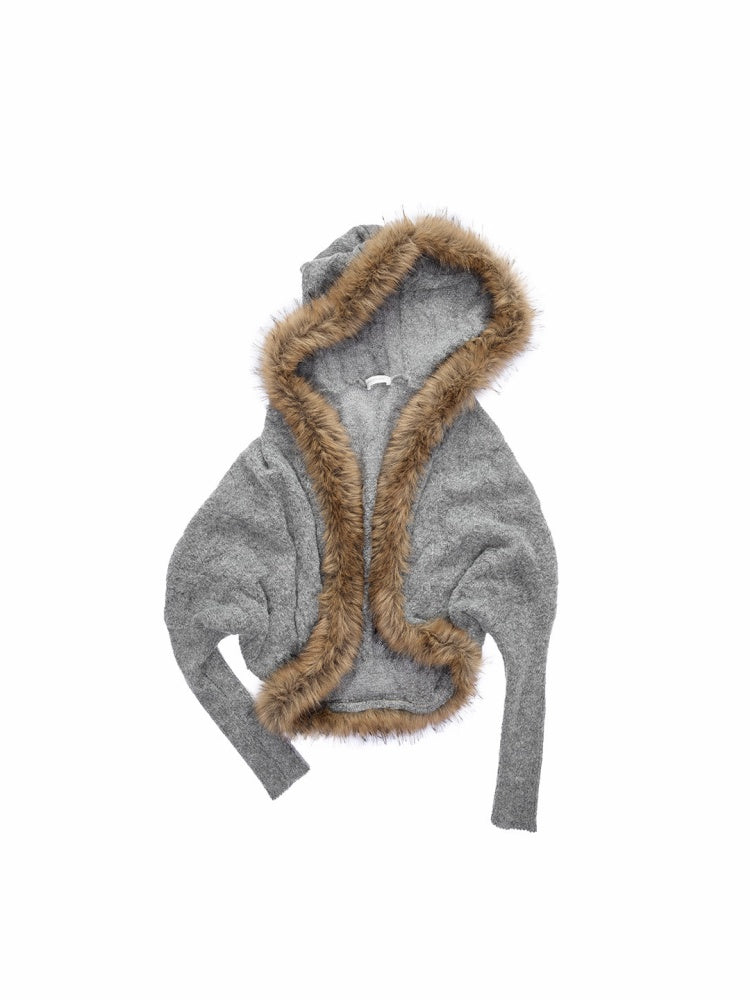 Mohair Patchwork Wool Collar Pocket Knitted Jacket【s0000015658】