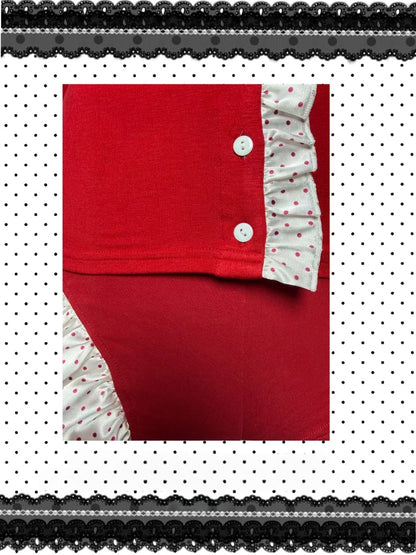 Cross Polka Dot Turtleneck Button-Down Red Base Cardigan【s0000015660】