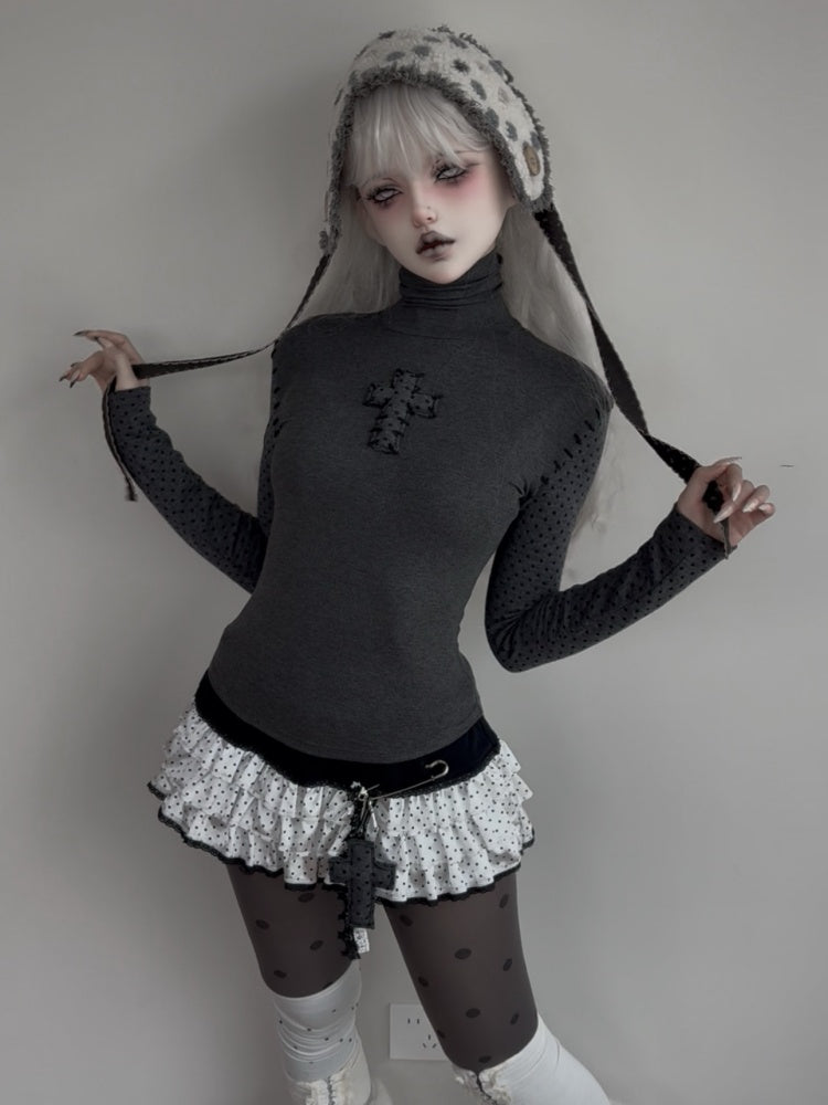 Cross Stitch Patchwork Polka Dot Base Cake Dress【s0000015663】