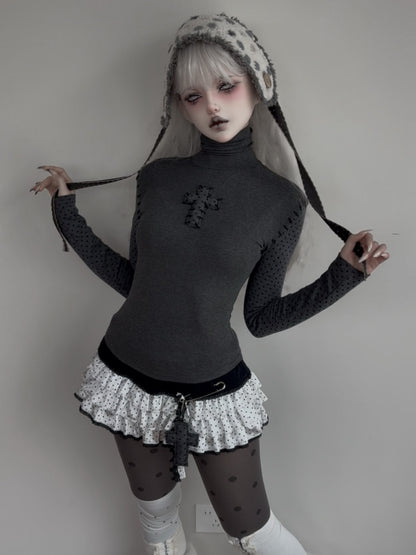 Cross Stitch Patchwork Polka Dot Base Cake Dress【s0000015663】